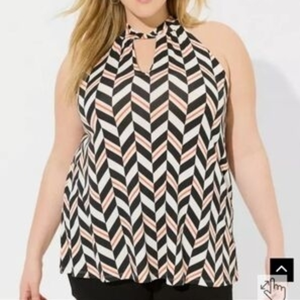 Torrid Halter Chevron Top - Black, White, Pink